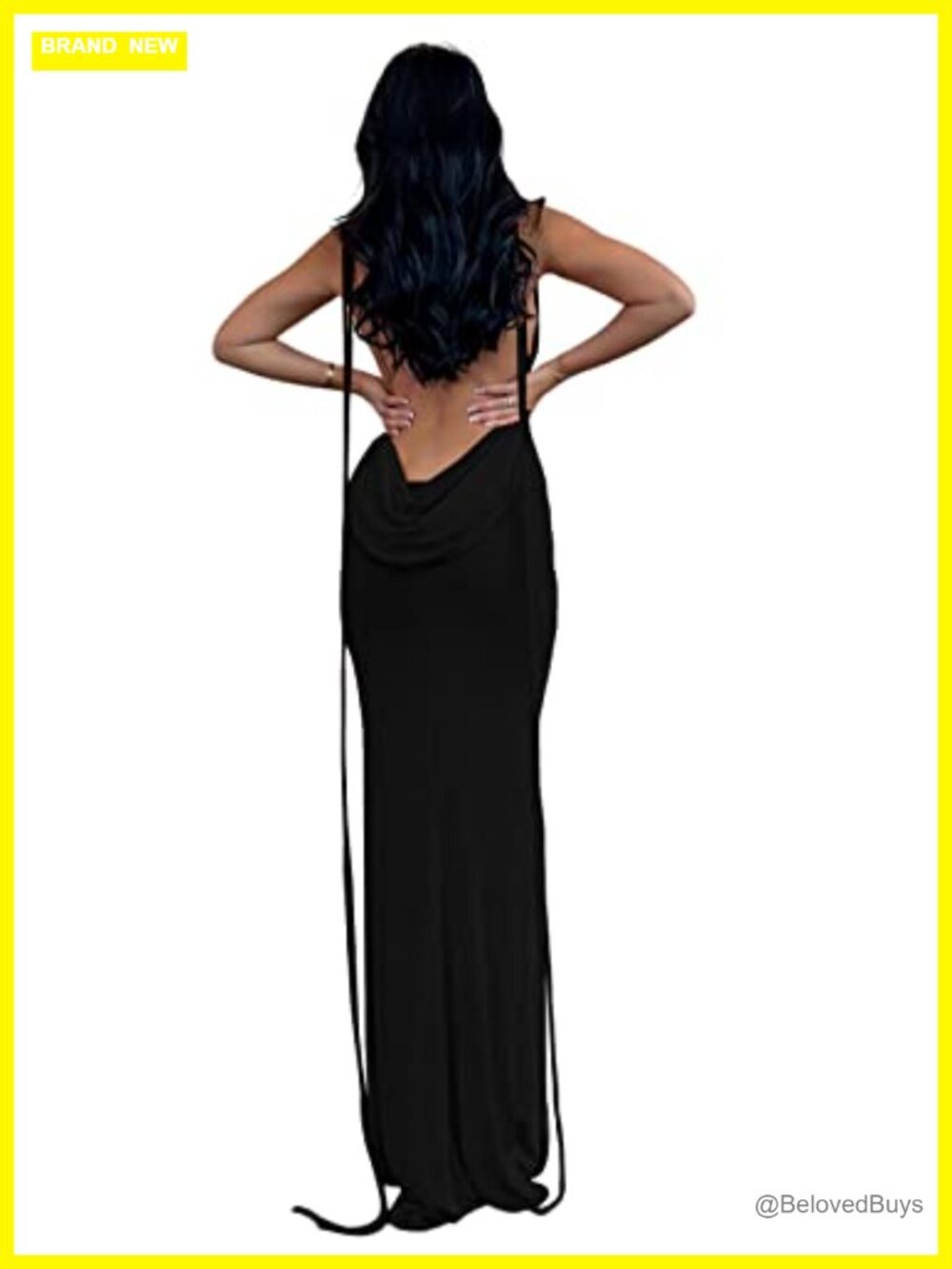 Women's Backless Cowl Neck Spaghetti Strap Bodycon Mermaid Maxi Dress